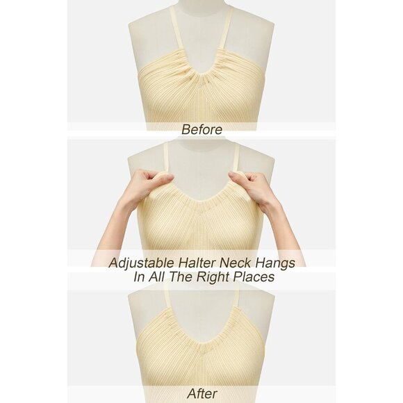 Women's V Neck Swing Dress Knit Adjustable Halter Summer Vacation Cozy - Picture 5 of 9